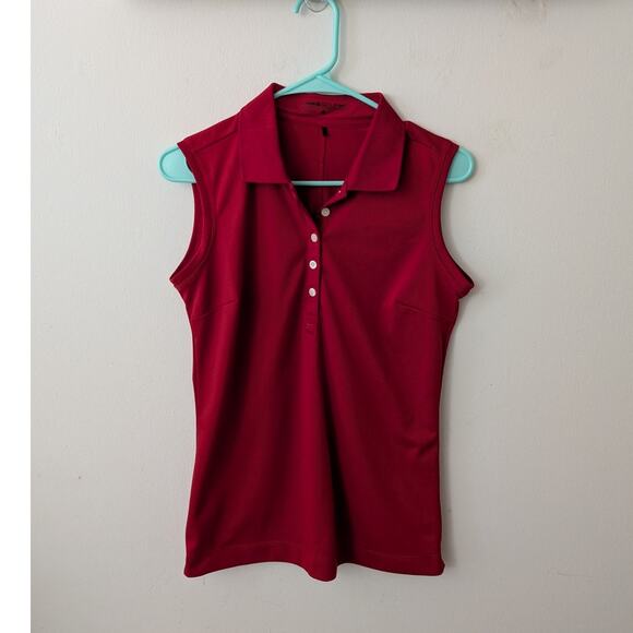 Nike Golf red stretch knit sleeveless polo women's small - Picture 1 of 7